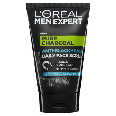 MEN EXPERT PURE CHARCOAL ANTI-BLACKHEAD DAILY FACE SCRUB 100ML