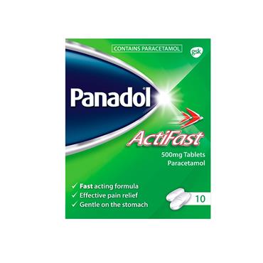 PANADOL ACTIFAST PAIN RELIEF TABLETS PARACETAMOL 10 S