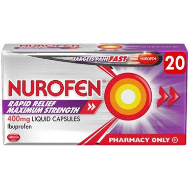 RAPID RELIEF MAX STRENGHT NUROFEN 400MG CAPS 20