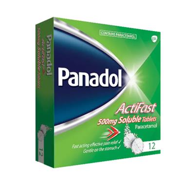 PANADOL ACTIFAST SOLUBLE PAIN RELIEF TABLETS PARACETAMOL X12