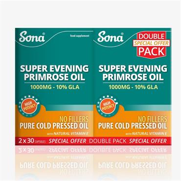 SONA EVENING PRIMROSE OIL1000MG 10% GLA  TWIN PACK 2 X 30S
